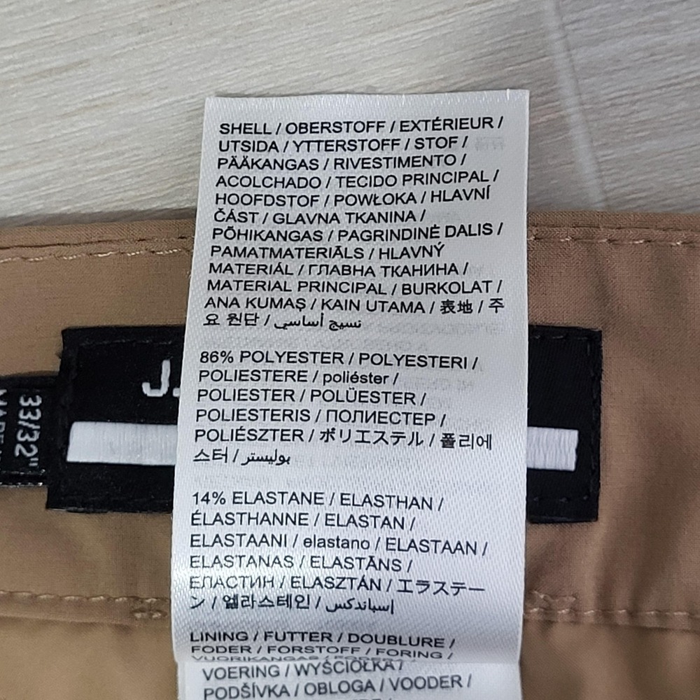 J.Lindeberg Golf Pants Mens 33x32 Beige Stretch Slim Performance Chino GMPA08535 - Picture 7 of 14